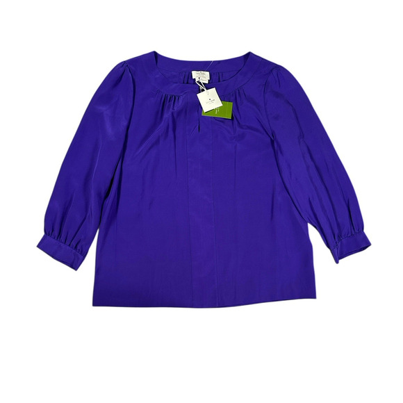 Kate Spade Jolette 100% Silk Blouse Womens Size 12 Shirt Purple NWT - Picture 1 of 7